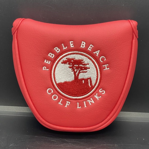 Pebble Beach Golf Links Mallet Putter Golf Head Cover Red White NEW - Picture 1 of 5